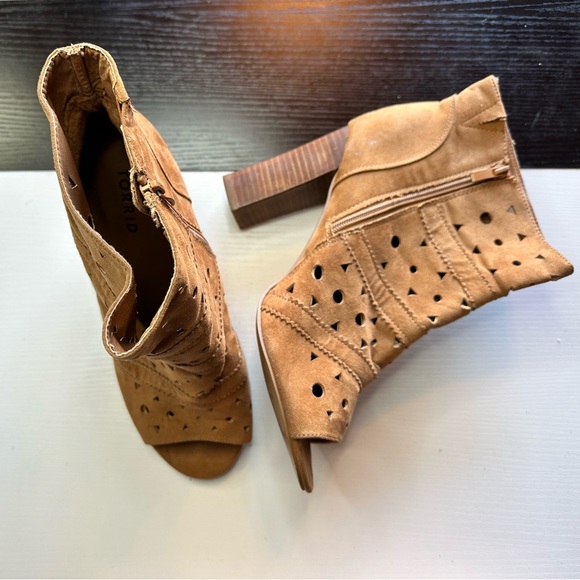 Torrid Tan Cutout Peep-Toe Booties - Size 12 - $20 - Picture 2 of 3